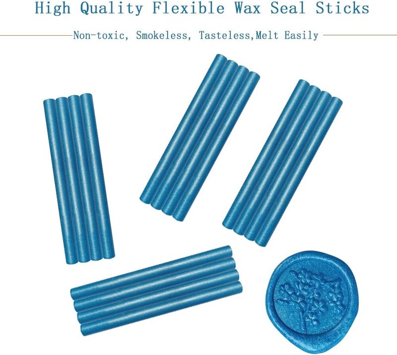 ANBOSE Wax Seal Sticks, 16 Pieces Glue Gun Sealing Wax Sticks for Wax Seal Stamp, Blue Wax Seal Stick for 0.44 Inch Glue Gun, for Wedding Invitations, Cards, Envelopes - Image 3